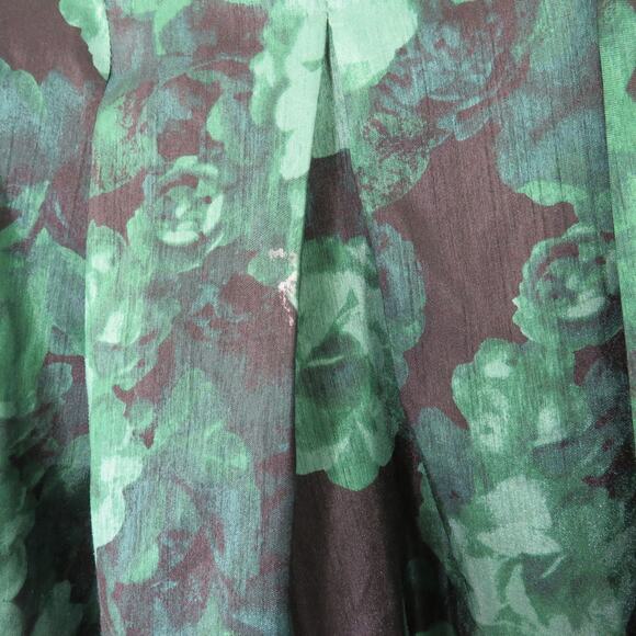 Dress Barn Emerald Green Floral Sleeveless Fit and Flare Midi Dress Size 4 Small - Picture 5 of 6